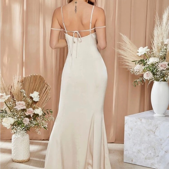 TIE BACK STRAPPY DETAIL MERMAID HEM DRESS - Picture 2 of 6